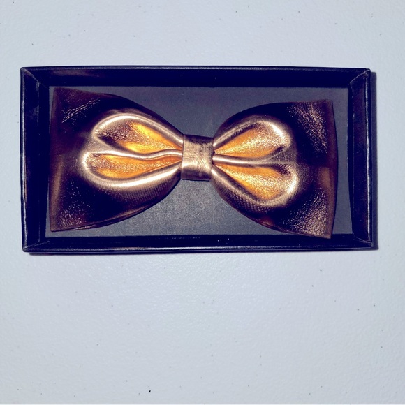 Gold or Rose Gold faux leather Pre-Tied Bow Tie - Picture 2 of 3